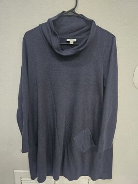 Pure Jill Luxe Tencel Mock Neck Tunic | Petite Medium | Heather Navy